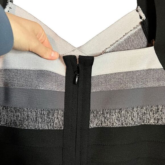 VENUS Black and Gray Striped Dress - Picture 7 of 10